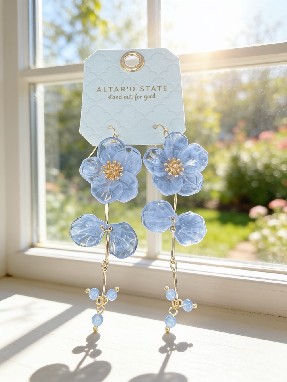 Altar'd State Light Blue Floral Drop Earrings